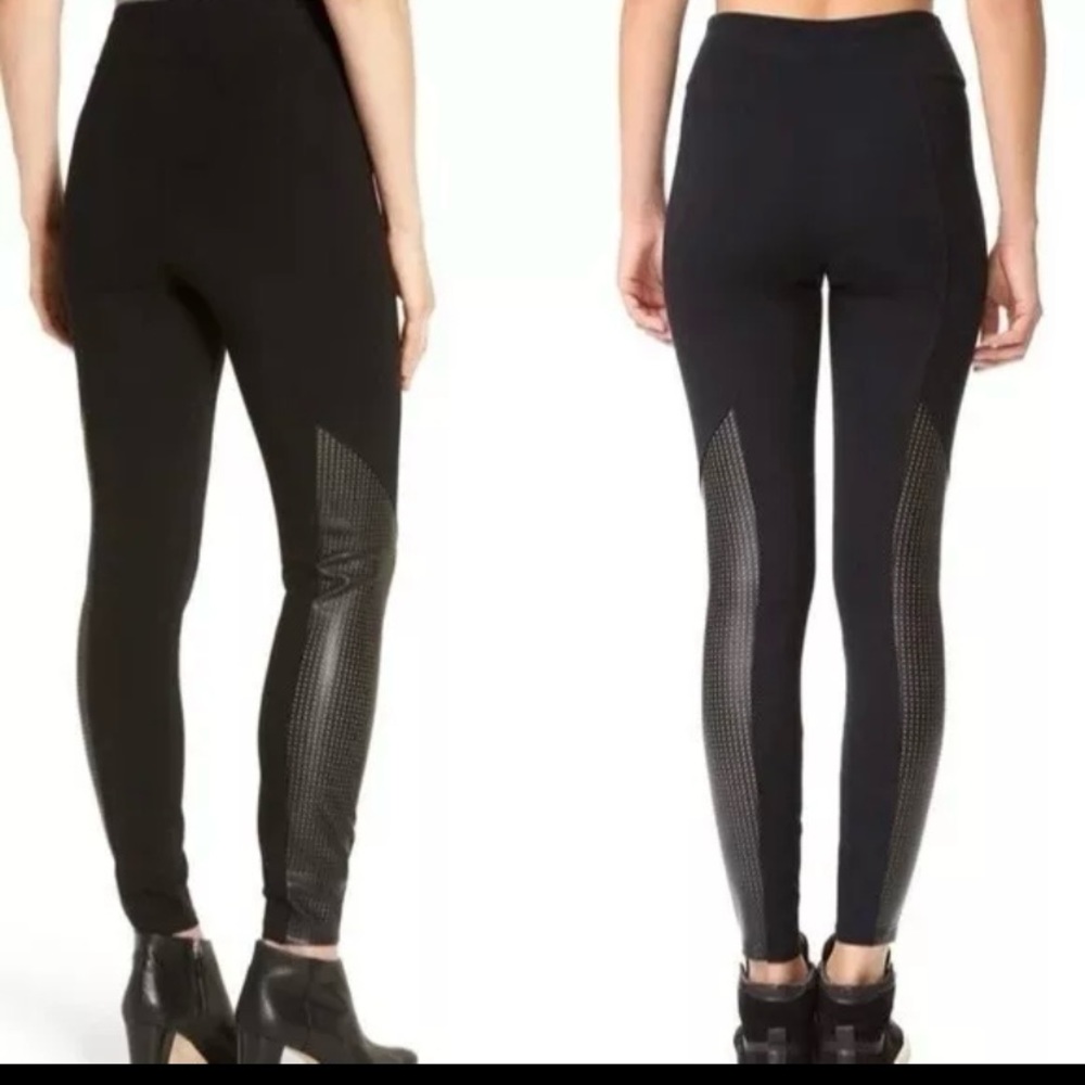 Spanx Perforated Faux Leather Panel Leggings Size medium
